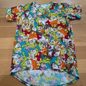 Disney Snow White Seven Dwarves LuLaRoe Top Girls 8